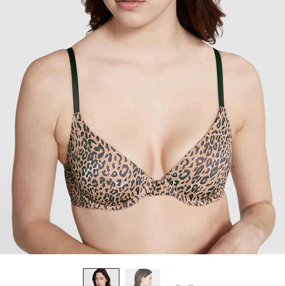 Like new Victoria's Secret Pink wear everywhere push up bra in leopard, size 36c - Picture 2 of 4